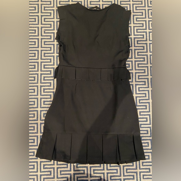 Black V Neck Mini Dress with Ruffle Detail - Picture 4 of 7